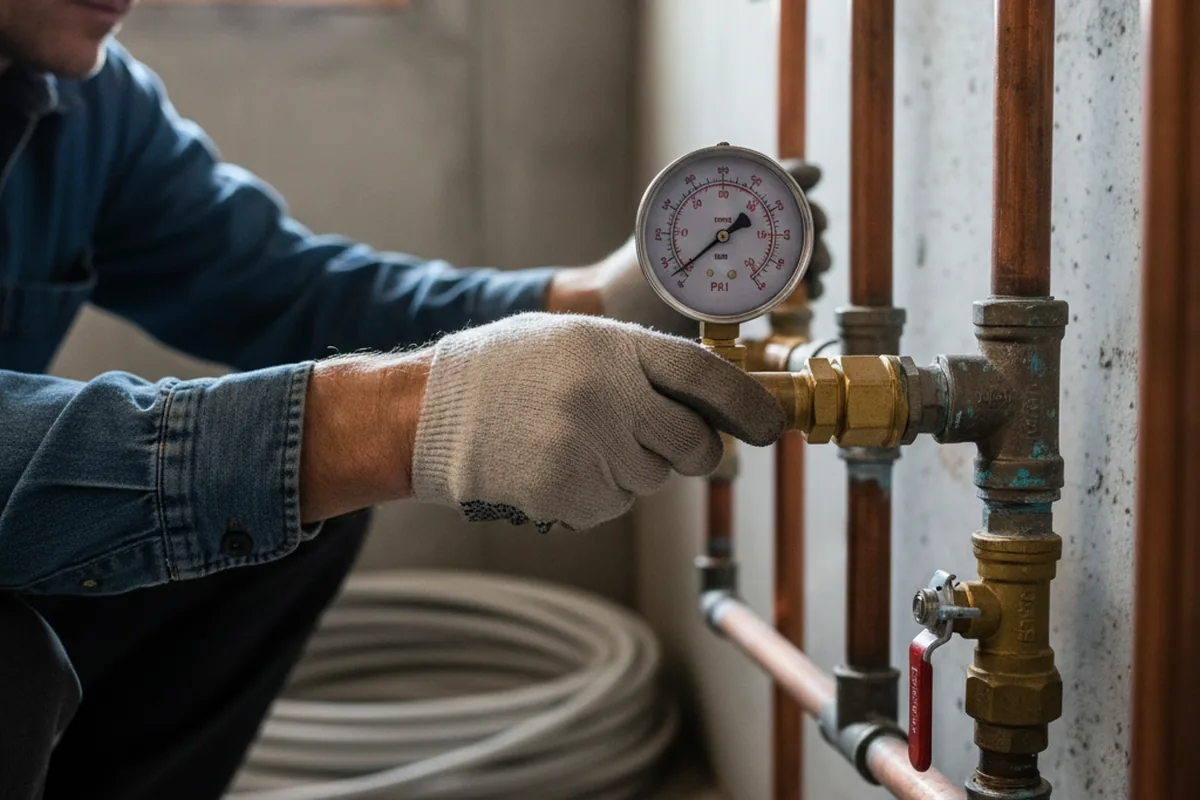 Pressure testing a repaired line during Water Line Repair in Sunbright
